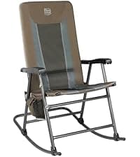 Timber Ridge 3-Level Adjustable Rocking Camping Chair, Padded High Back Outdoor Rocking Chair with Side Pocket, Portable Folding Rocker for Adults, Supports 300 LBS for Lawn, Patio, Porch