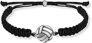 Sportybella Volleyball Charm Bracelet- Adjustable Bracelets with Volleyball Charm. Ideal Volleyball Gifts & Souvenir for Volleyball Players. Unisex Friendship Bracelet