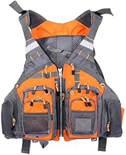 JKSPORTS Fly Fishing Vest - Fishing Safety Life Jacket for Swimming, Sailing, Boating, Kayak - Floating Multifunction Breathable Backpack for Men and Women - Adjustable, Grey/Green/Red/Blue