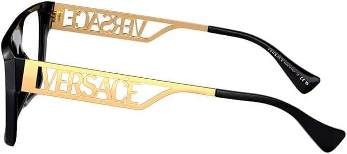 Versace VE 3326U GB1 Black/Gold Plastic Rectangle Eyeglasses 55mm