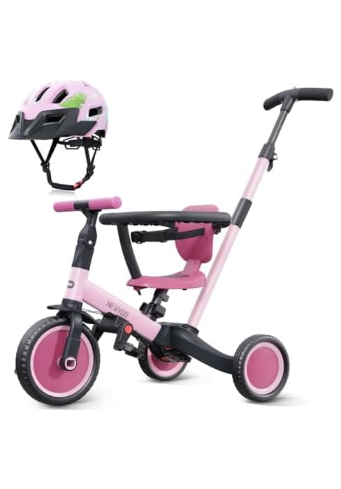 Toddler Trike with Push Handle Lets Parents Steer and Converts to Balance Bike, Fun Outdoor Toy for Boys and Girls, Blue newyoo TR007 5-in-1 Tricycle for Toddlers 1-3, Toddler Bike, Birthday Gift B0B9LCT9B7