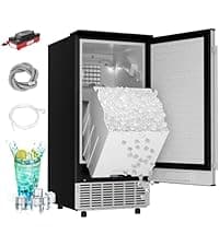 EUHOMY Commercial Ice Maker Machine,120lbs/24H Stainless Steel Under Counter Ice Machine with 33lbs Storage Bin, Freestanding Ice Maker for Home/Bar/Cafe/Restaurant