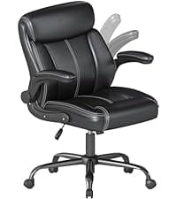AnyGod Executive Office Chair, Comfy Ergonomic Computer Desk Chairs with Flip-up Armrests, Lumbar Support, High Back, 360° Swivel and Rocking Function for Home Office
