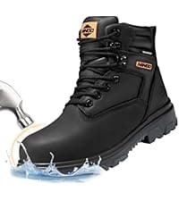HISEA NINGO Work Boots for Men Steel/Soft Toe Boots,6” Water Resistant Slip Resistant Industrial & Construction Work Shoes, Composite Toe Working Boot