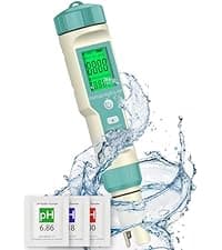Pawfly 7 in 1 Digital Water Testing Kit, 50 Strips Hot Tub Test Kit, Digital Pool Water Tester for pH, Total Hardness, Total Chlorine, Free Chlorine, Total Alkalinity, Cyanuric Acid & Bromine