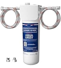 AQUA CREST INL 5 Years Inline Water Filter for Ice Maker with 1/4-Inch Direct Connect Fittings, Idea for Ice Maker, Refrigerator, RV, Inline Refrigerator Water Filter Reduces Chlorine, Taste& Odor