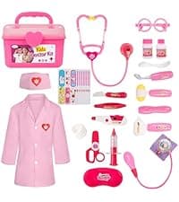 Kids Doctor Playset with Cart, Costume & Stethoscope, Role Play, Pretend Play Medical Toys, Birthday Gift Liberry Toddlers Doctor Kit Toy for Girls Boys Ages 2 3 4 5, Blue B0BYNC6XMQ
