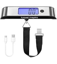 travel inspira Digital Luggage Scale – Portable Hanging Suitcase Weight Scale for Travel, 110 lb Capacity, Backlit LCD Display, Prevents Airport Overweight Fees, Battery Included B07QFTGGYF