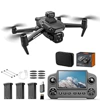 V168 Pro MAX GPS Drones with Camera for Adults 4K, RC Drone with 4.5" HD Screen on Controller, 60 Mins Flight, Long Range Transmission, 360° Obstacle Avoidance, Follow Me, Auto Return, Brushless Motor, QuickShots, Lightweight and Foldable Quadcopter for Beginner Toy Gifts