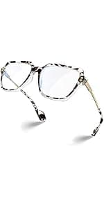 VISOONE Oversized Blue Light Blocking Glasses with Chic Square TR90 Frame and Metal Temple for Women Men REMY