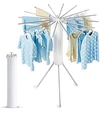 JAUREE 95 Inches Clothes Drying Rack, Drying Rack Clothing Folding Indoor Outdoor, Heavy Duty Stainless Steel Laundry Rack, Foldable Portable Large Clothes Rack Garment Rack with 20 Windproof Hooks