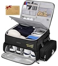 YOREPEK 2 Layer Golf Trunk Organizer, Golf Gifts for Men with Separate Ventilated Compartment for 2 Pair Shoes, Waterproof Car Trunk Locker for Balls, Tees, Clothes, Gloves, Accessories, Golfer Gifts