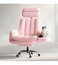 HOMRELEXA Big and Tall Office Chair, Flip Armrests for Pets & Cross Legged Sitting, Executive Ergonomic Computer Gaming Chair with Foot Rest, White Rose Velvet Wide Seat Reclining Desk Chair