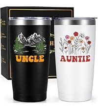 Qtencas Grandma and Grandpa Gifts, Grandparents Christmas Gifts, Grandpa and Grandma insulated Travel Tumbler Set, Gift for Grandparents on Christmas Birthday Anniversary, 20 Oz Black & White