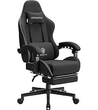 Dowinx Gaming Chair Breathable Fabric Game Chair with Gel Pad and Storage Bag, Comfortable Gamer Chair with Pocket Spring Cushion, Ergonomic Computer Chair with Footrest, Green
