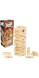 Hasbro Gaming Jenga Wooden Blocks Stacking Tumbling Tower Game | Party Games for Kids & Families | Stocking Stuffers | Ages 6+ (Amazon Exclusive)
