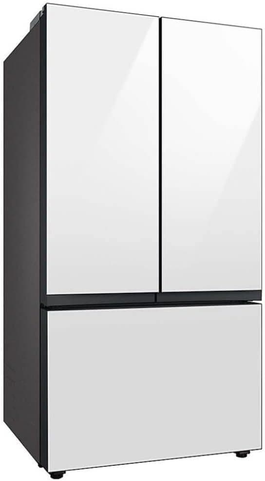Samsung 30 cu. ft. Bespoke 3-Door French Door Refrigerator with AutoFill Water Pitcher and Dual Ice Maker, White Glass, RF30BB620012AA