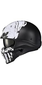 ScorpionEXO Covert 2 Open Face 3/4 Full Mode Motorcycle Helmet Bluetooth Ready Speaker Pockets Interchangeable Mouth Cover DOT Approved Solid (Matte Black - 3X-Large)