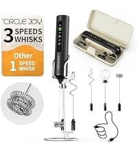 CIRCLE JOY Rechargeable Milk Frother Handheld, Dual Coil Whisk Head Electric Coffee Frother, Portable Hand Frother Wand Drink Mixer for Matcha Lattes Cappuccino, Kitchen Gifts, Black B0DPG6SNV1