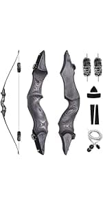 Black Hunter Archery Takedown Bow Longbow American Longbow Adult Right Hand Hunting Wood Bow 60",30-60lbs Target Practice