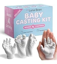 The original baby casting kit - captures newborn hand & foot forever. Non-toxic, safe, easy - perfect new mom gift Luna Bean Baby Casting Kit - Hand & Foot Keepsake Mold, 2pc, New Mom Gift B0DPLBNZNG