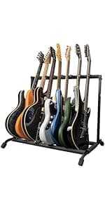 Rok-It Gator Multi Guitar Stand Rack with Folding Design, Holds up to 10 Electric or Acoustic Guitars (RI-GTR-RACK10)