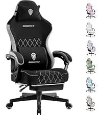 Dowinx Gaming Chair Breathable Fabric Game Chair with Gel Pad and Storage Bag, Comfortable Gamer Chair with Pocket Spring Cushion, Ergonomic Computer Chair with Footrest, Green