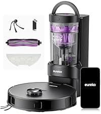 Eureka E20 Evo Plus Robot Vacuum and Mop Combo, 10,000Pa Suction Robot Vacuum Cleaner Bagless Self-Emptying Station, 45-Day Capacity Anti-Hair-Tangling Side Brush Mop Lifting App Control LiDAR Nav