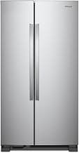 Whirlpool 33 Inch Freestanding Side by Side Refrigerator with 21.72 Cu. Ft. Total Capacity, Adjustable Gallon Door Bins, LED Interior Lighting, Hidden Hinges, Frameless Glass Shelves, Stainless Steel