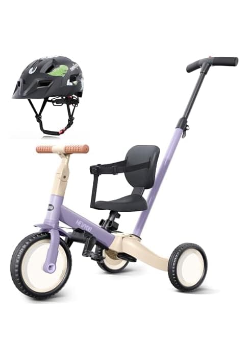Toddler Trike with Push Handle Lets Parents Steer and Converts to Balance Bike, Fun Outdoor Toy for Boys and Girls, Blue newyoo TR007 5-in-1 Tricycle for Toddlers 1-3, Toddler Bike, Birthday Gift B0B9LCT9B7