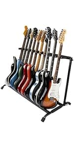 Rok-It Gator Multi Guitar Stand Rack with Folding Design, Holds up to 10 Electric or Acoustic Guitars (RI-GTR-RACK10)