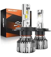 SEALIGHT 70000LM Super Bright H4 Bulbs, 6500K Cool White Fog Bulbs, 70000+ Hours Lifespan Powersport Bulbs with 15000RPM Cooling Fan, Plug-N-Play, Pack of 2