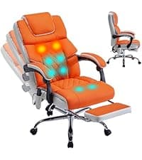 Massage Office Chair 6 Points 500lbs with Footrest,Reclining Desk Chair with Vibration Heat,Executive Big and Tall Chairs for Heavy People,Adjustable Height Ergonomic Black