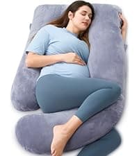Momcozy Pregnancy Pillows for Sleeping, U Shaped Full Body Maternity Pillow with Removable Cover - Support for Back, Legs, Belly, HIPS for Pregnant Women, 57 Inch Pregnancy Pillow for Women, Grey
