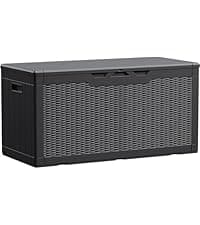 Devoko 30 Gallon Resin Deck Box Waterproof Outdoor Storage Box for Patio Furniture Pool Accessories Indoor Storage for Cushion Garden Tools (30 Gallon, Black)