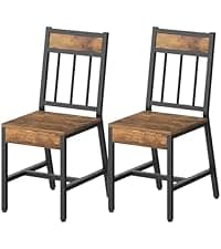 YATINEY Dining Chairs Set of 4, Industrial Kitchen Chairs with Metal Frame, Slanted Back, Wooden Dining Chair Set, for Kitchen, Living Room, Rustic Brown and Black CY03L4BR