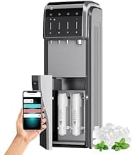 ICEPURE Multi-Function WiFi Water Cooler with Bullet and Crushed/Chewable Ice Maker, 5 Gallon Bottle Bottom Loading, Hot Cold Water Dispenser Built-in Ice Machine Combo, 35lbs/24H, Stainless Steel