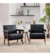 STHOUYN 85” Black Faux Leather Couch with USB, 3 Seater Sofa Couches for Living Room, Large Mid Century Modern Office Apartment Couch (Black)