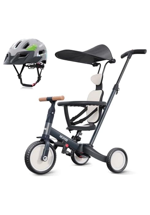 Toddler Trike with Push Handle Lets Parents Steer and Converts to Balance Bike, Fun Outdoor Toy for Boys and Girls, Blue newyoo TR007 5-in-1 Tricycle for Toddlers 1-3, Toddler Bike, Birthday Gift B0B9LCT9B7