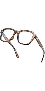 VISOONE Oversized Blue Light Blocking Glasses with Chic Square TR90 Frame and Metal Temple for Women Men REMY