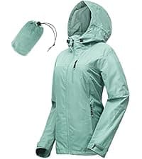 33,000ft Women's Rain Jacket Waterproof Lightweight Packable Raincoat with Hood for Golf Hiking Travel Windbreaker
