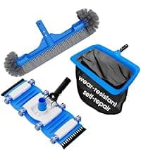 Enhanced Pool Vacuum Head with Direction-Control Handle - Extra-Wide 4LB Professional Weighted Vac Heads Brush & Wheels for Vinyl Liner-Deep Cleaning for Inground & Above Ground Swimming Pool - Blue