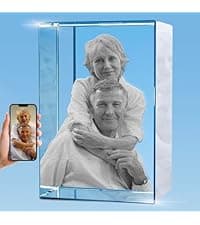 Personalized 3D Crystal Photo, Picture Cube Idea Gift With Your Own Photo, Customized Christmas, Birthday, Wedding Memorial, Mother's Day, Couples Gift for Women, Wife, Husband, Men - Small Portrait