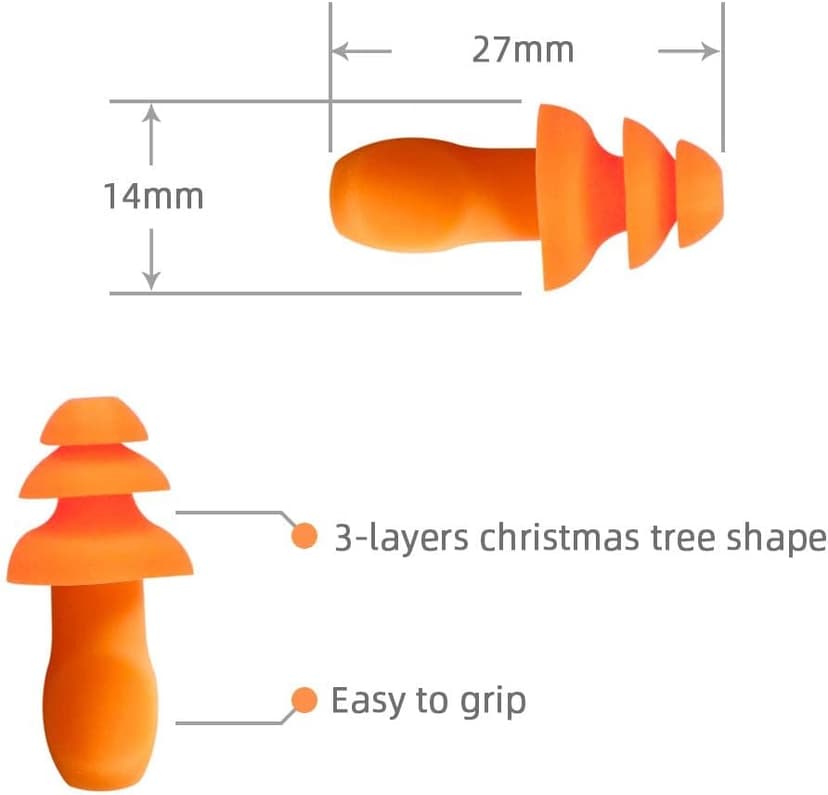 Quality Reusable Earplugs 100 Pair - 25dB Corded Silicone Ear Plugs for Shooting Construction Work Ear Plugs Motorcycle Range Hunting Hearing Protection Ear Protection for Mowing Earplugs Reusable