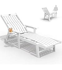 THOEOE Stackable Adirondack Chair Set of 4, HDPE All-Weather Adirondack Chairs - Durable and Space Saving, Plastic Outdoor Fire Pit Chairs with Cup Holder,White