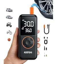 For Car Tires, Bikes, Motorcycles and Balls; Auto Shut-off, Digital Display Pressure Gauge, Fast Inflation, LED Light AstroAI L7 Tire Inflator Portable Air Compressor,150 PSI Cordless Bike Pump B0CS3B7MD8