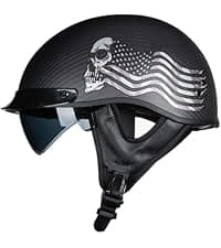 VCOROS Carbon Fiber Open Face Retro Motorcycle Helmets Men Women Half Face Helmets for Motorbike Cruiser Chopper Moped Scooter ATV (Gloss Black, L)