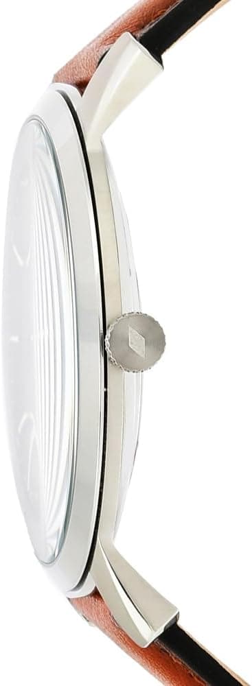 Fossil Men's Minimalist Quartz Stainless Steel and Leather Three-Hand Watch