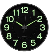 Wall Clock Non-Ticking Silent Quartz Movement Decor Clock Modern Simple Style Round Plastic Wall Clocks for Home/Office/School/Living Room/Bedroom/Kitchen (Blue, 12 Inch)