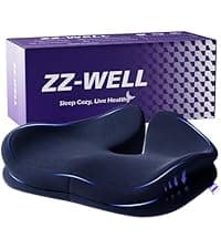 ZZ-WELL Seat Cushions for Office Chairs - Patented Coccyx Cushion for Tailbone Pain - 21.2" W x 16.5" L Memory Foam Extra Large Seat Cushion, Removable & Machine Washable Cover (Black)
